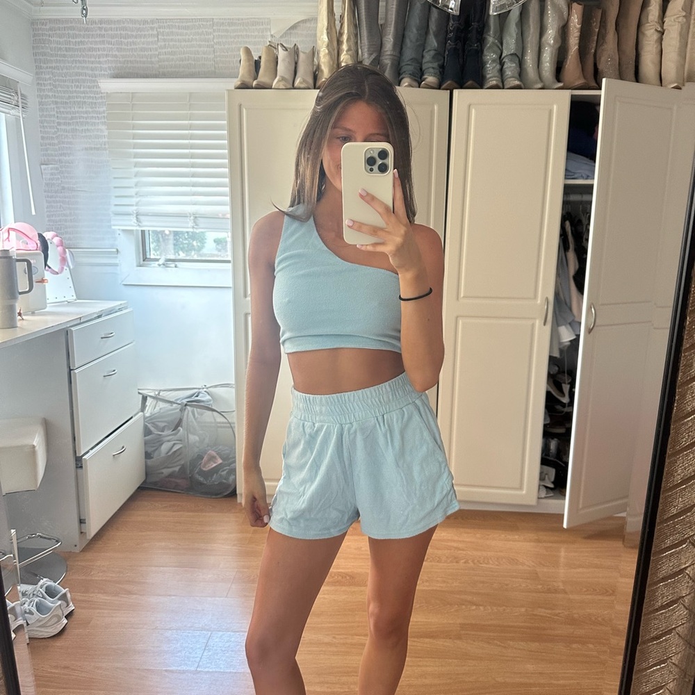 Light Blue Tank Top and Shorts Set